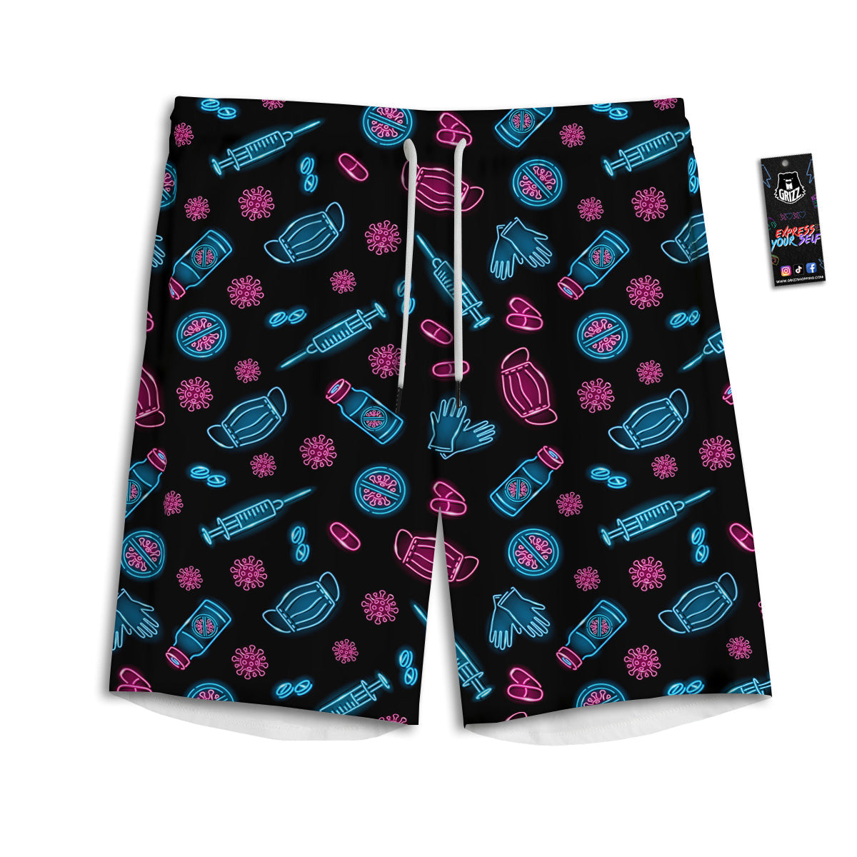 Neon Medical Equipment Print Pattern Men's Athletic Shorts