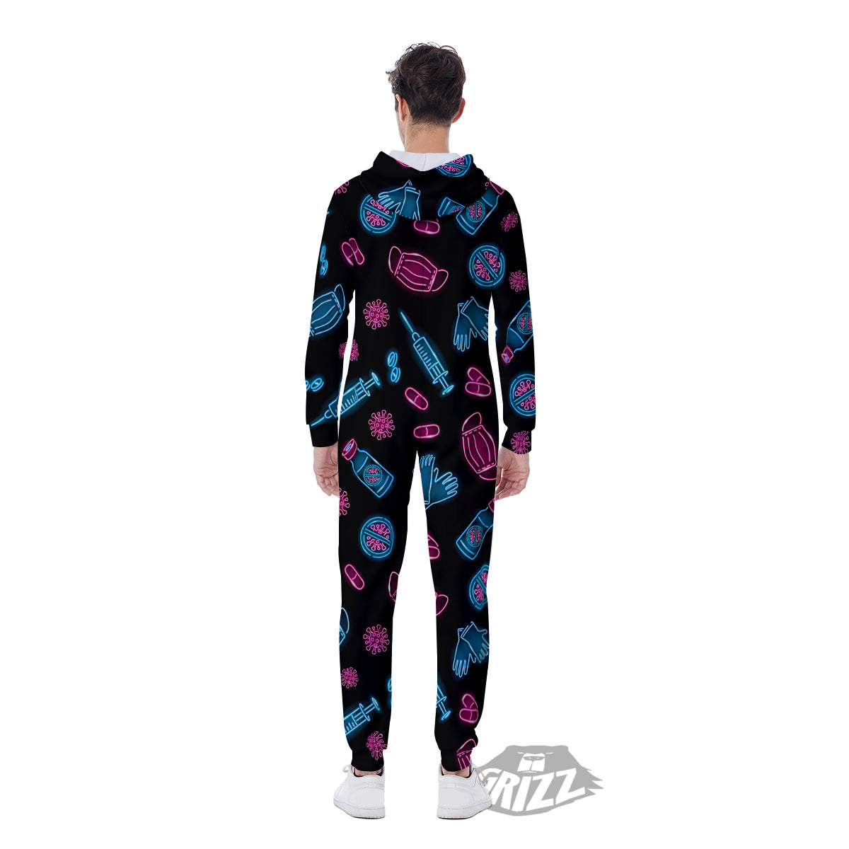 Neon Medical Equipment Print Pattern Men's Jumpsuit-grizzshop