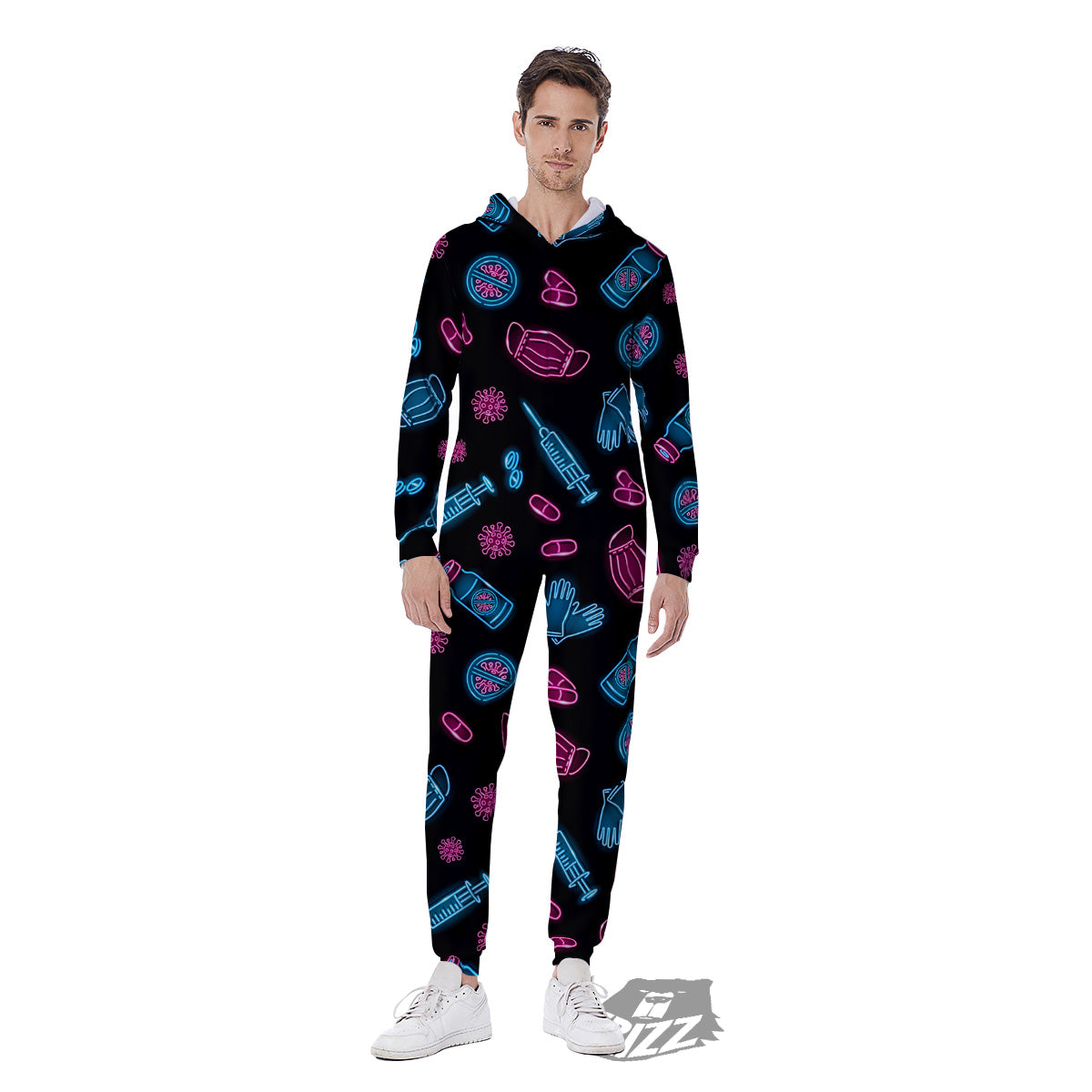 Neon Medical Equipment Print Pattern Men's Jumpsuit-grizzshop