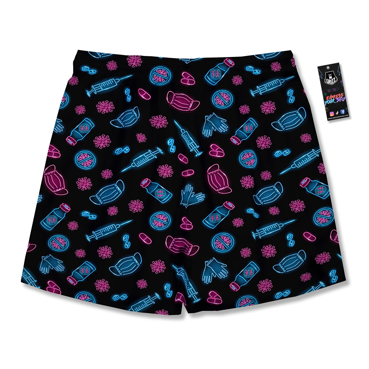 Neon Medical Equipment Print Pattern Men's Running Shorts-grizzshop