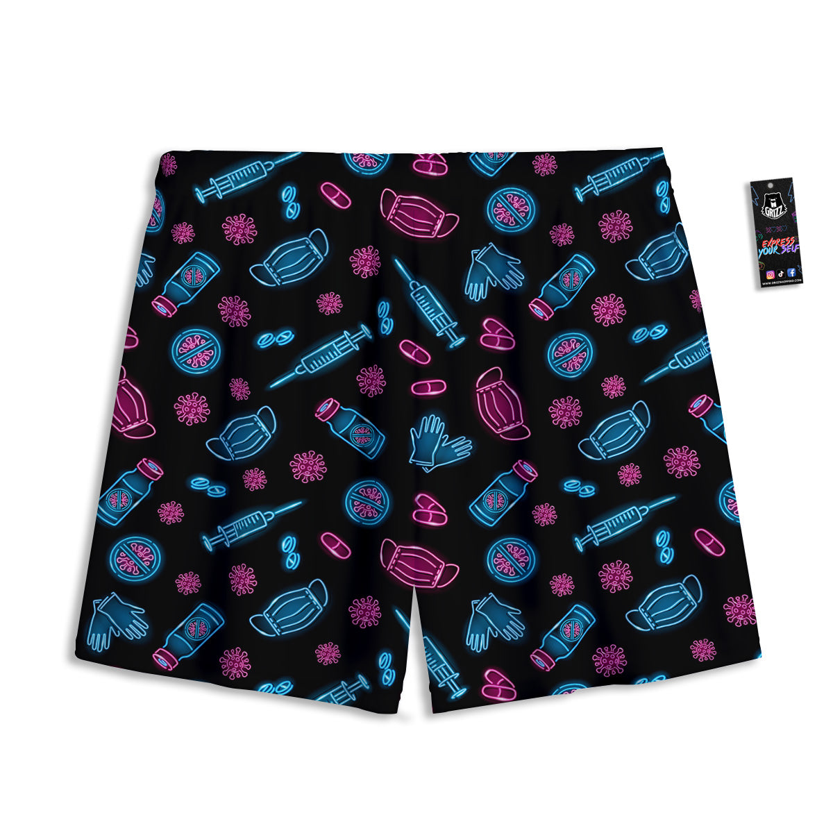 Patchwork Exotic Print Pattern Mesh Shorts