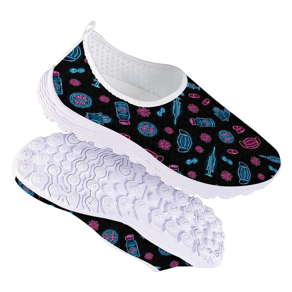 Neon Medical Equipment Print Pattern Nurse Shoes-grizzshop