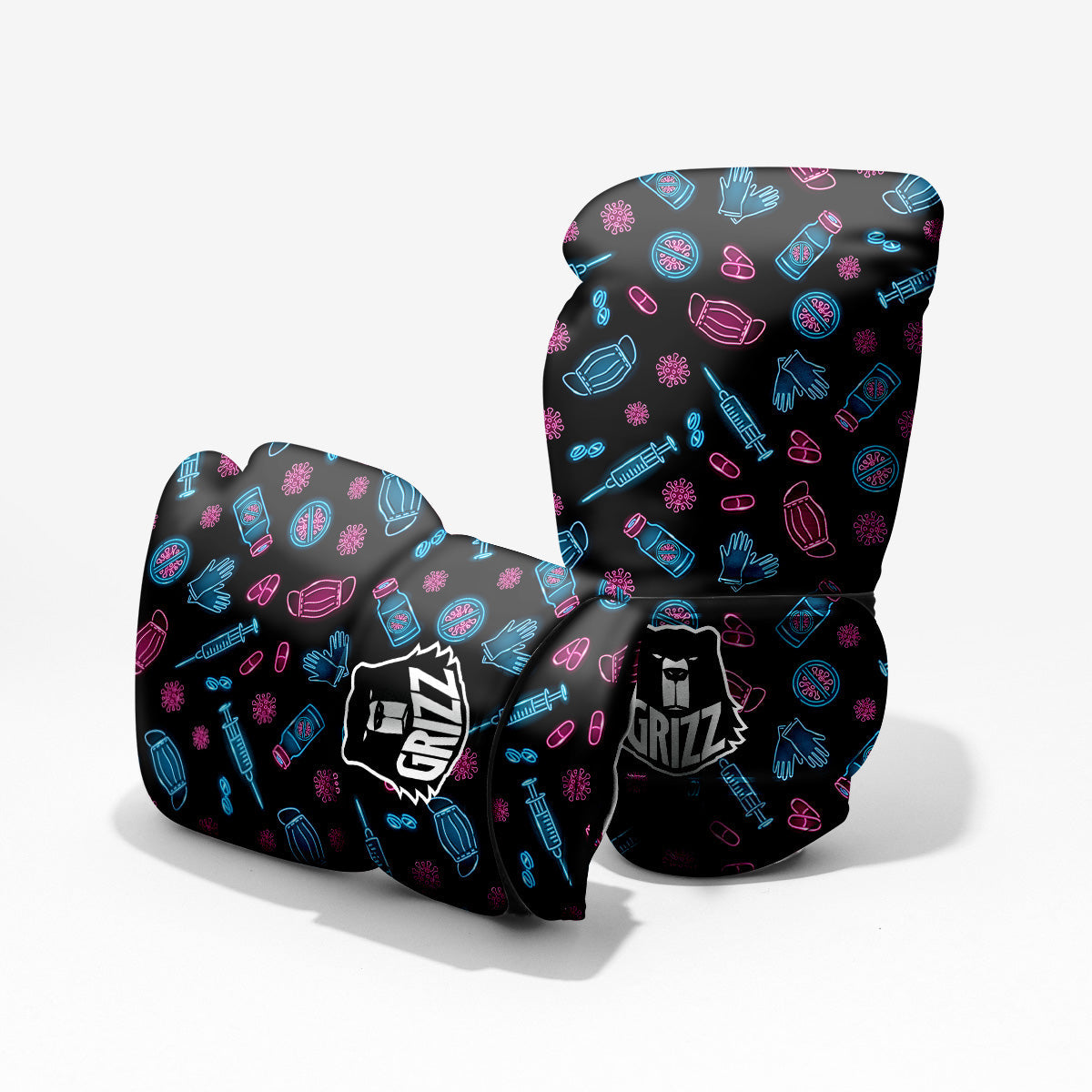 Neon Medical Equipment Print Pattern Pro Boxing Glove