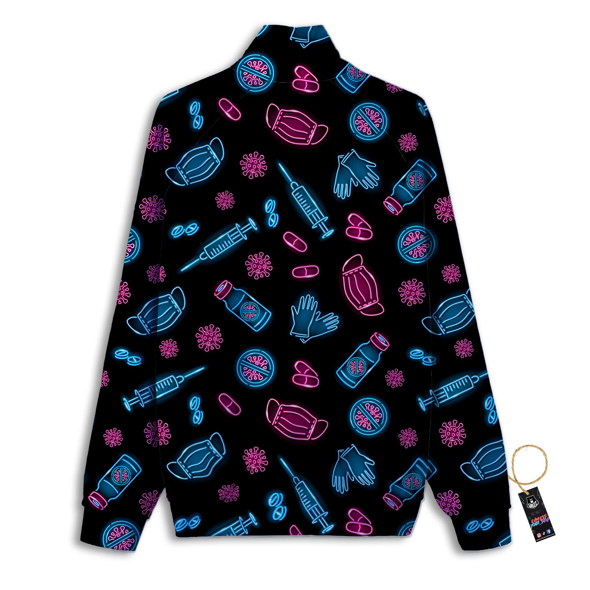Neon Medical Equipment Print Pattern Track Jacket-grizzshop
