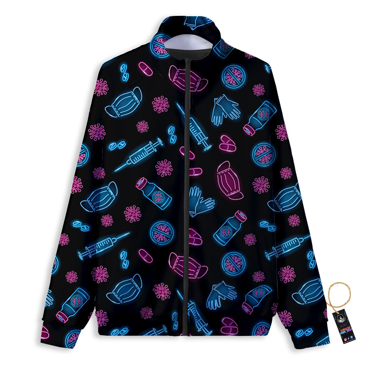 Neon Medical Equipment Print Pattern Track Jacket-grizzshop