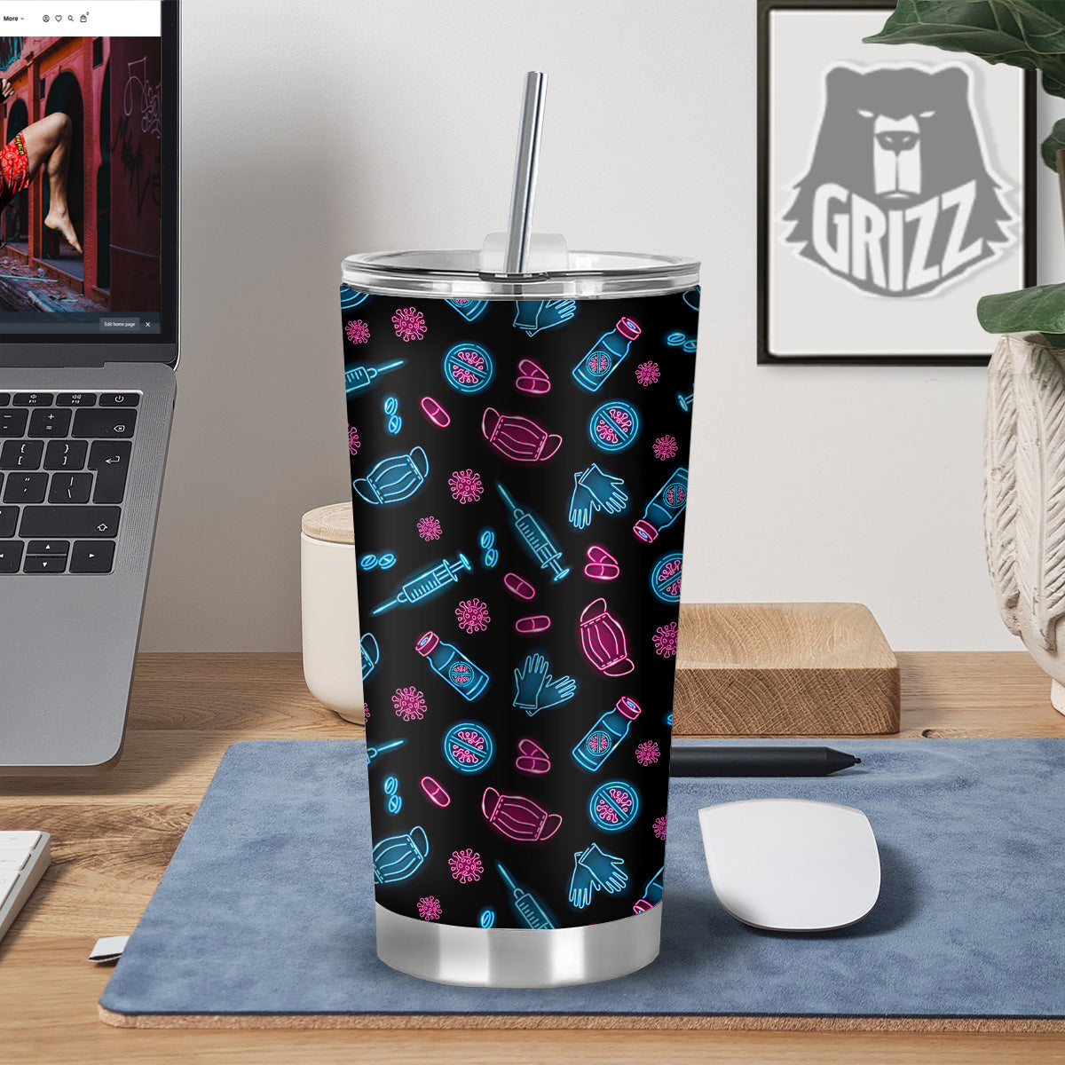 Neon Medical Equipment Print Pattern Tumbler-grizzshop