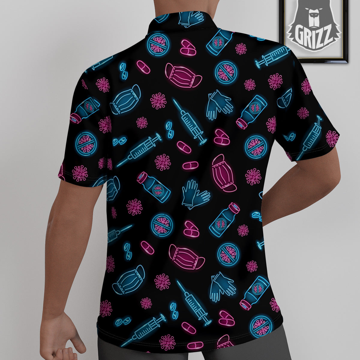 Neon Medical Equipment Print Pattern Untucked Shirts-grizzshop