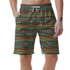 Neon Multicolor Ethic Aztec Aztec Grunge Geometric Print Men's Shorts-grizzshop