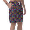 Neon Multicolor Ethic Aztec Grunge Print Men's Shorts-grizzshop