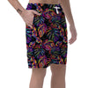 Neon Multicolor Palm Leaf Print Men's Shorts-grizzshop