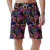 Neon Multicolor Palm Leaf Print Men's Shorts-grizzshop