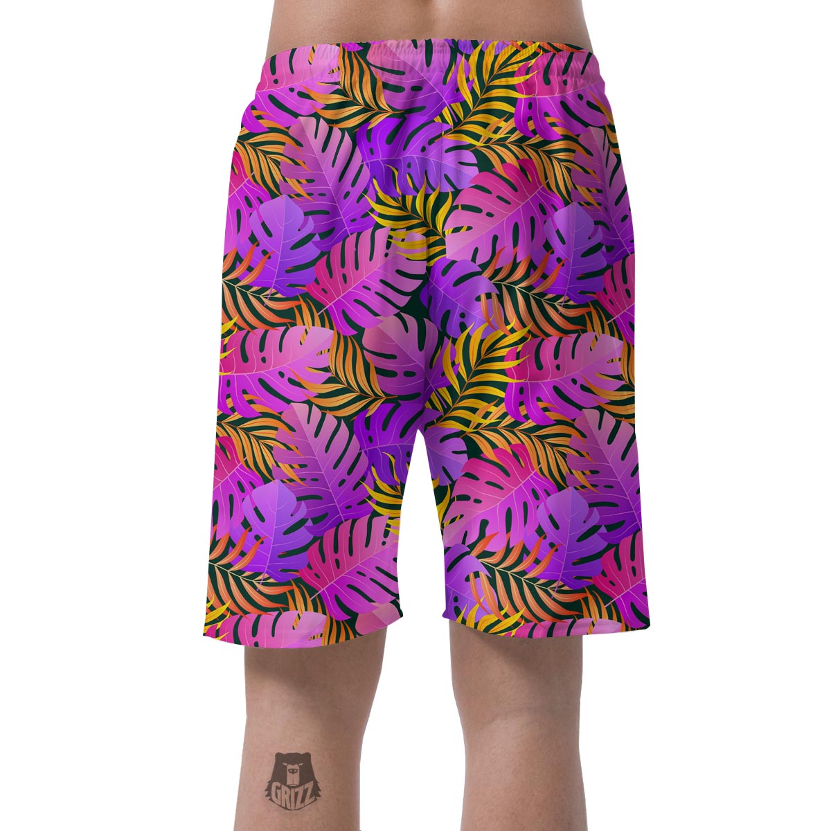 Neon Palm Leaf Edm Print Men's Shorts-grizzshop