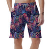 Neon Palm Leaf Hawaiian Print Men's Shorts-grizzshop