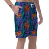 Neon Palm Leaf Tropical Print Men's Shorts-grizzshop