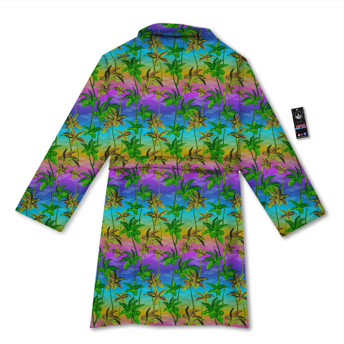 Neon Palm Tree Print Pattern Bathrobe-grizzshop