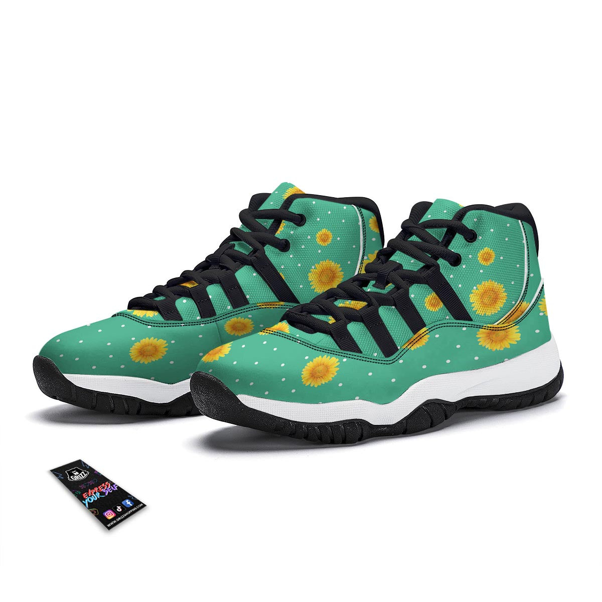 Neon Palm Tree Print Pattern Black Bball Shoes-grizzshop