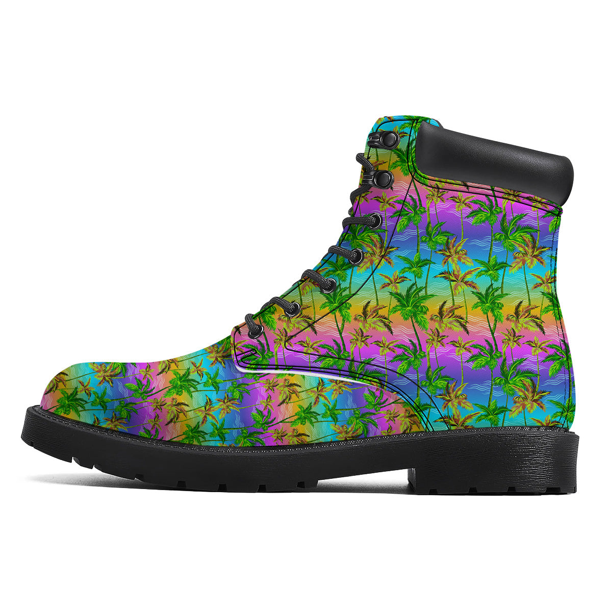 Neon Palm Tree Print Pattern Boots-grizzshop
