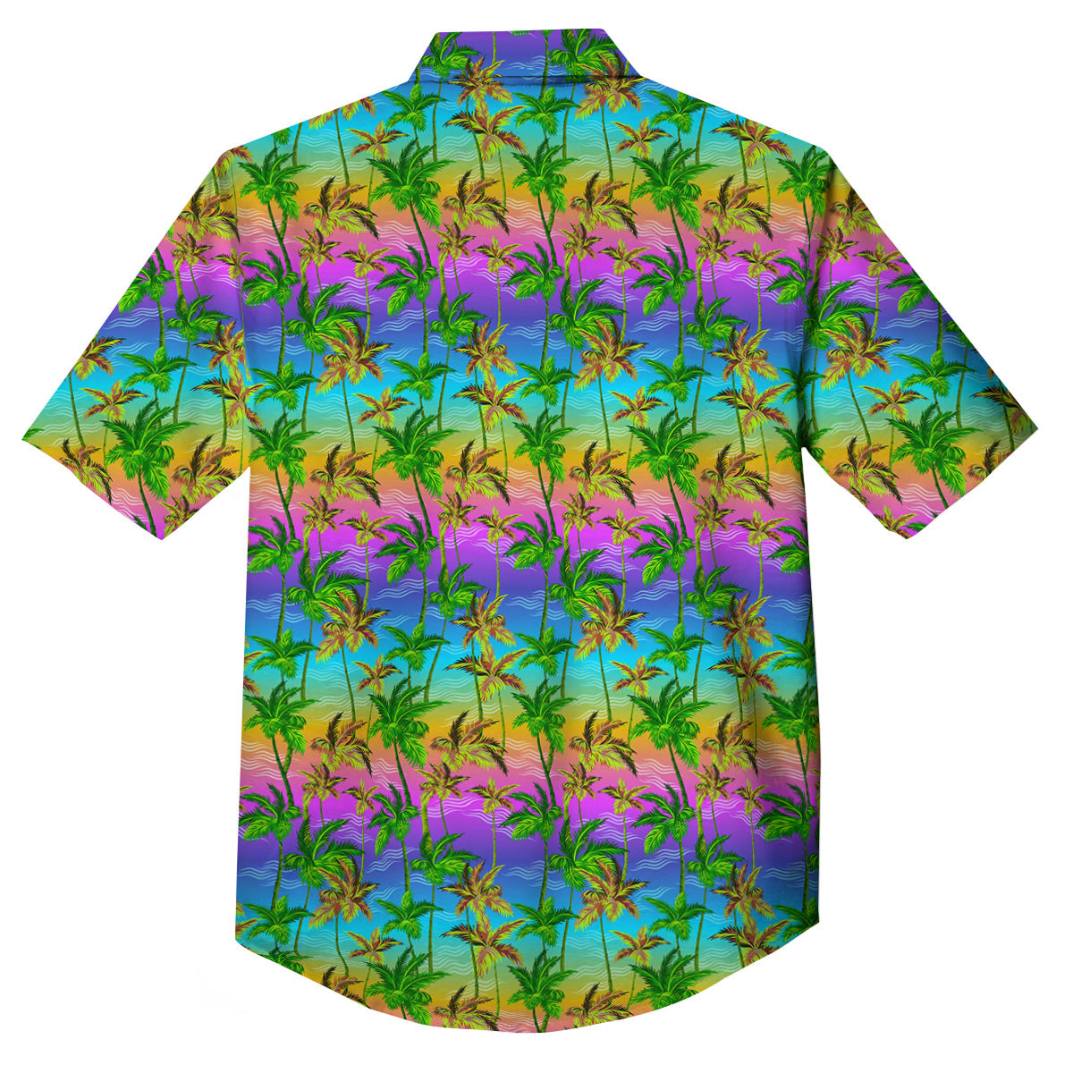 Neon Palm Tree Print Pattern Button Up Shirt-grizzshop
