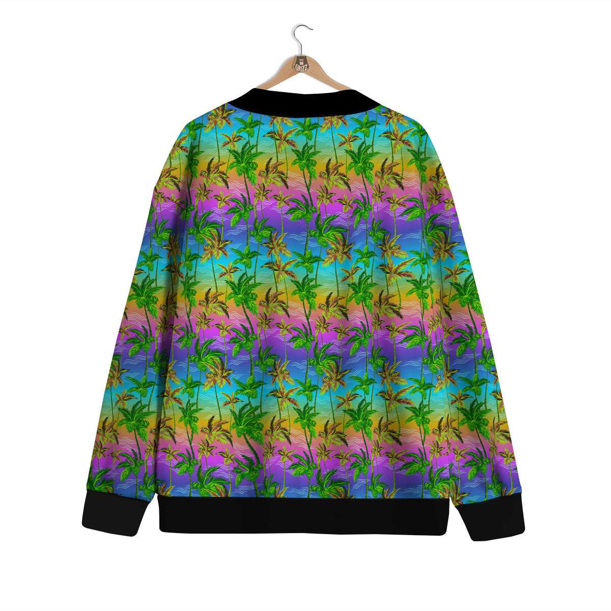Neon Palm Tree Print Pattern Cardigan-grizzshop