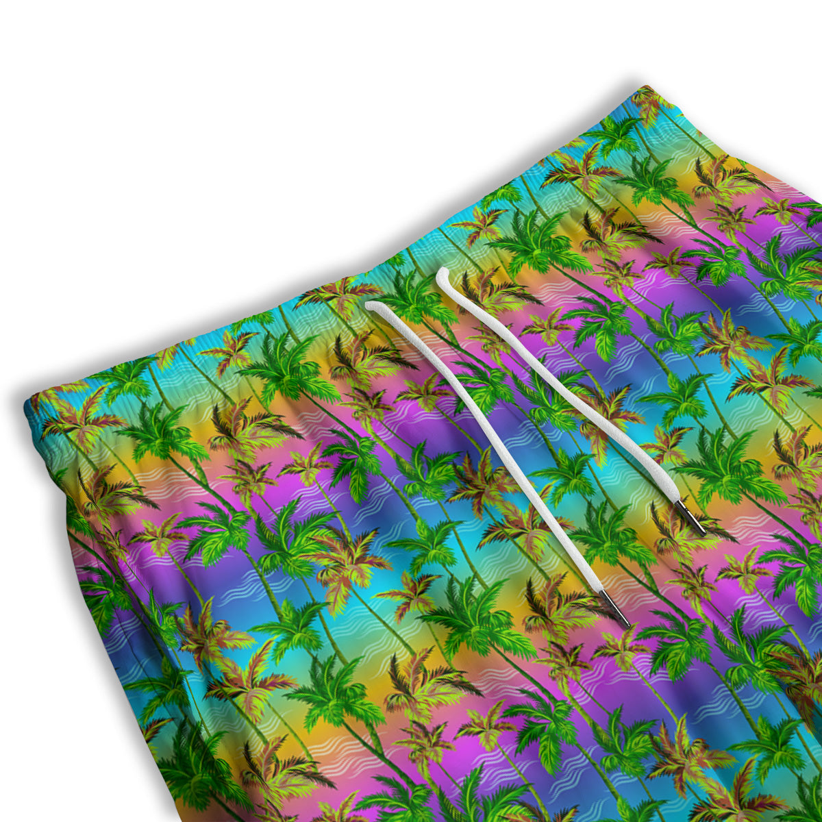 Neon Palm Tree Print Pattern Men's Athletic Shorts