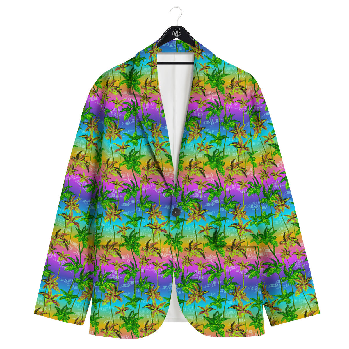 Neon Palm Tree Print Pattern Men's Sport Coat-grizzshop