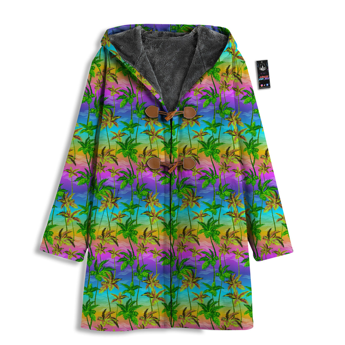 Neon Palm Tree Print Pattern Men's Windbreaker Jacket-grizzshop
