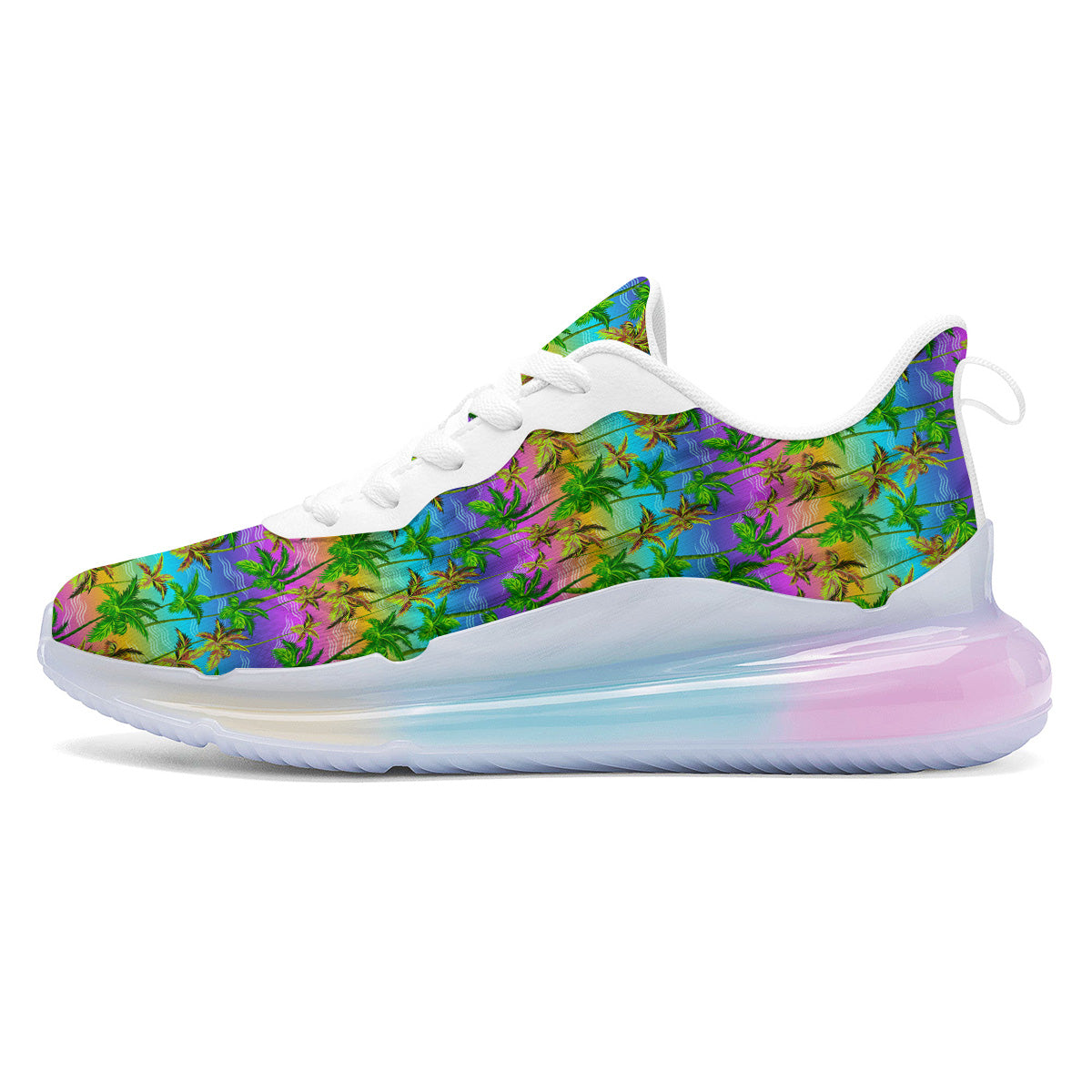 Neon Palm Tree Print Pattern Running Sneakers-grizzshop