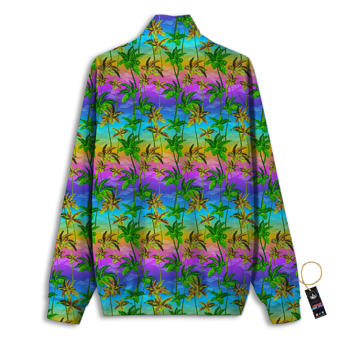 Neon Palm Tree Print Pattern Track Jacket-grizzshop