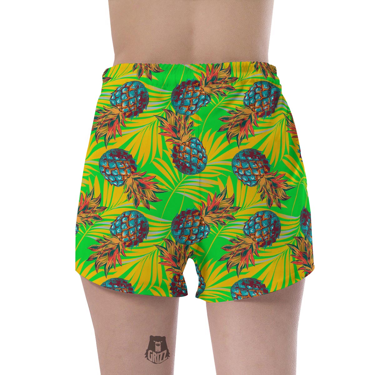 Neon Pineapple Hawaiian Print Women's Shorts-grizzshop
