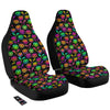 Neon Pumpkins And Bat Halloween Print Pattern Car Seat Covers-grizzshop