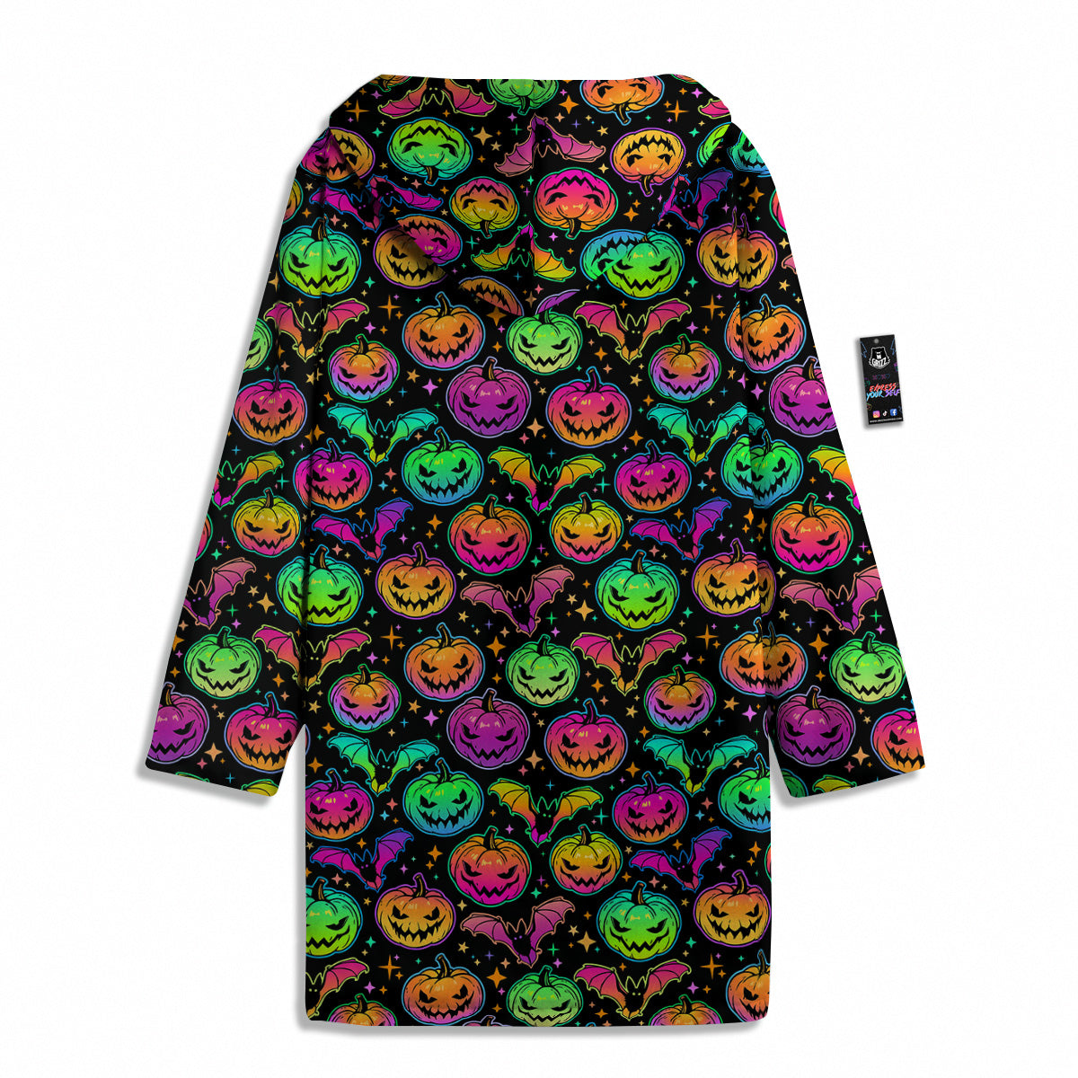 Neon Pumpkins And Bat Halloween Print Pattern Men's Windbreaker Jacket-grizzshop