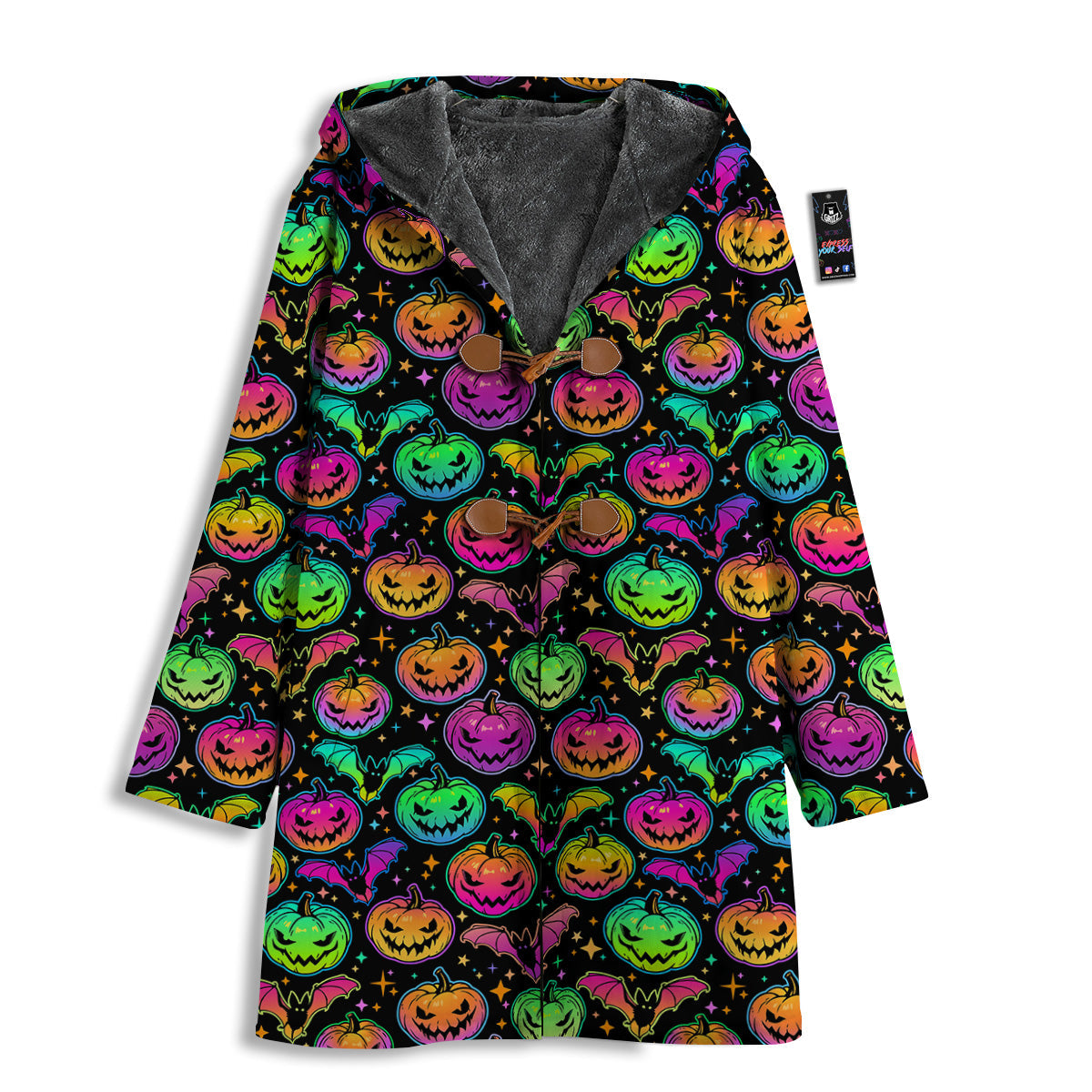 Neon Pumpkins And Bat Halloween Print Pattern Men's Windbreaker Jacket-grizzshop