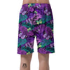 Neon Purple Tropical Palm Tree Butterfly Print Men's Shorts-grizzshop