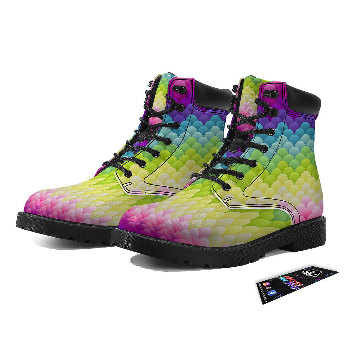Neon Rainbow Light Blobs Print Pattern Boots-grizzshop