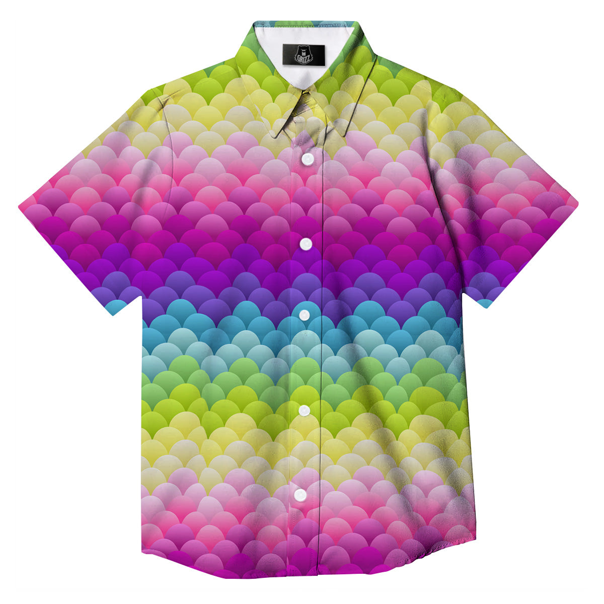 Neon Rainbow Light Blobs Print Pattern Button Up Shirt-grizzshop