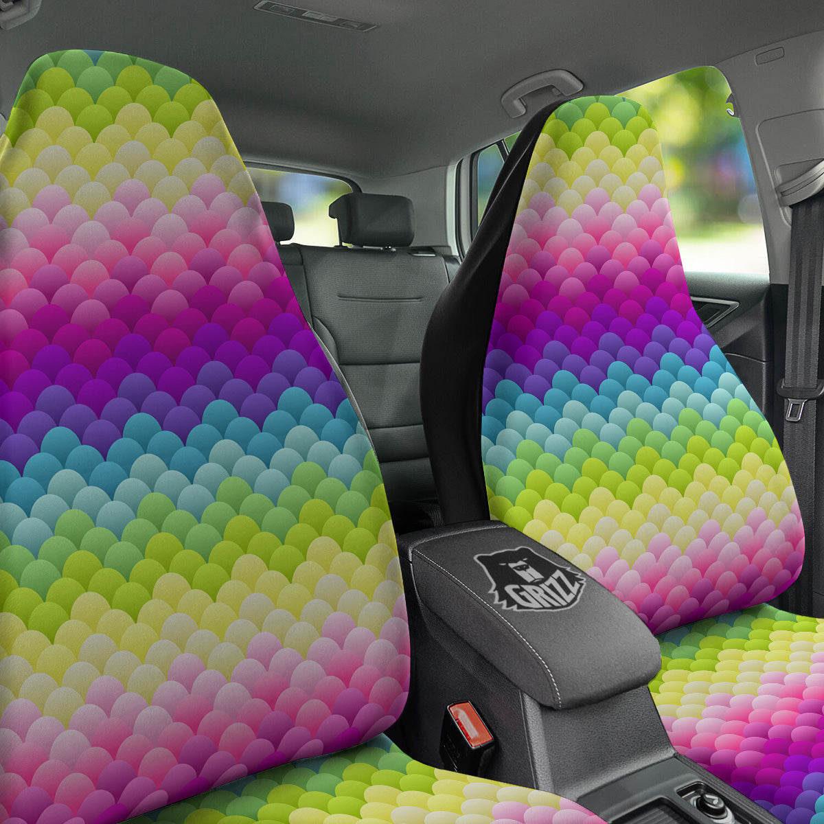 Neon Rainbow Light Blobs Print Pattern Car Seat Covers-grizzshop