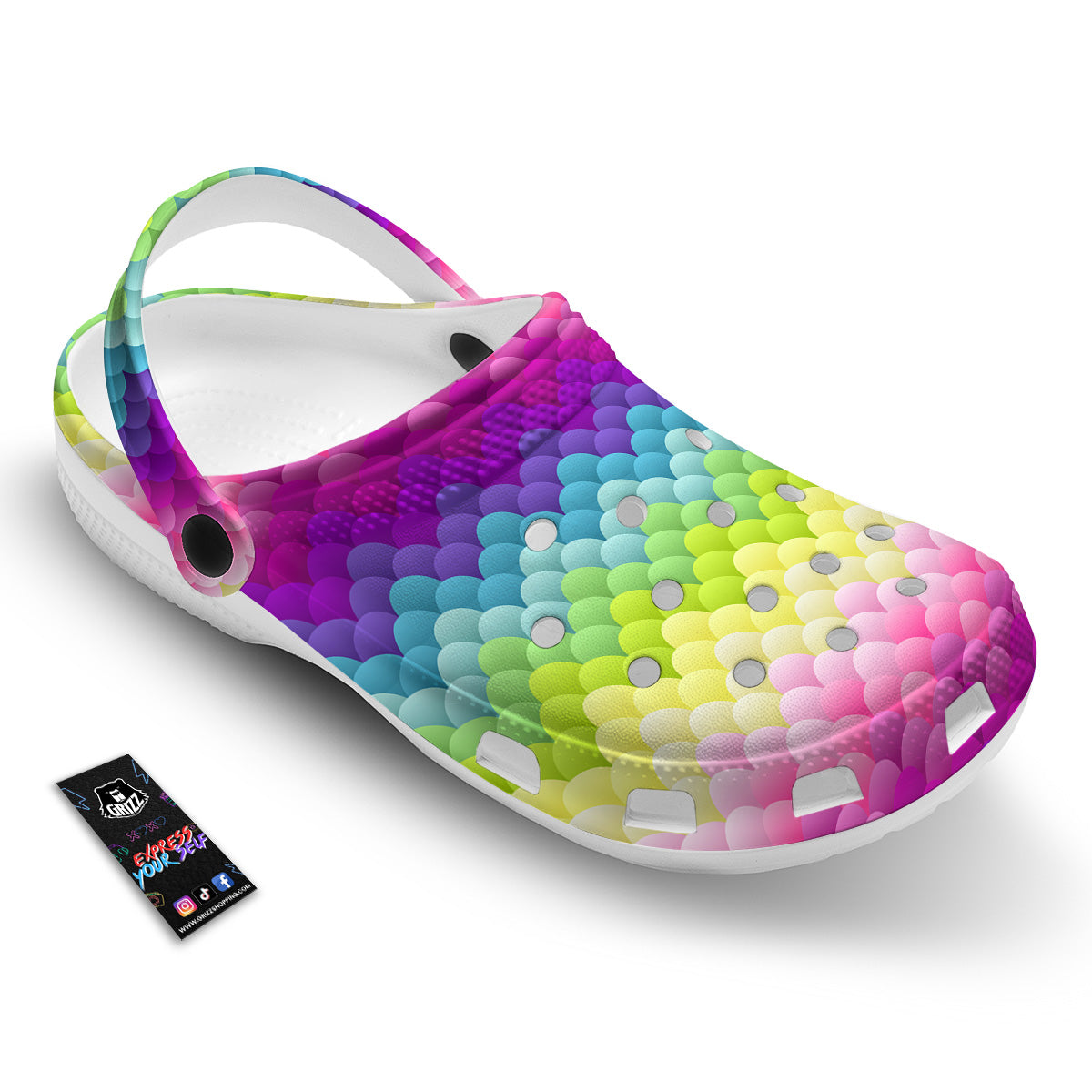 Neon Rainbow Light Blobs Print Pattern Clog-grizzshop