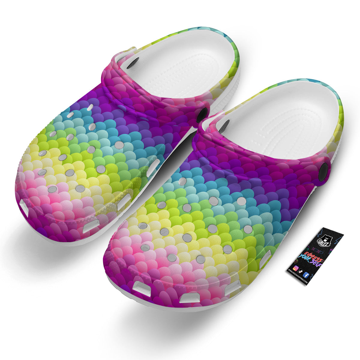 Neon Rainbow Light Blobs Print Pattern Clog-grizzshop