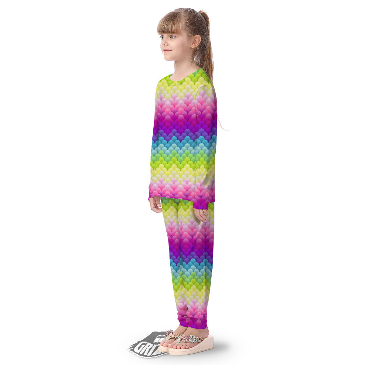 Neon Rainbow Light Blobs Print Pattern Kid's Pajamas-grizzshop