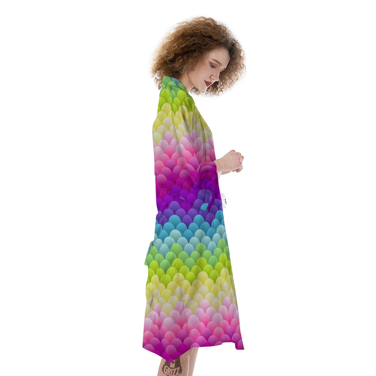 Neon Rainbow Light Blobs Print Pattern Kimono-grizzshop