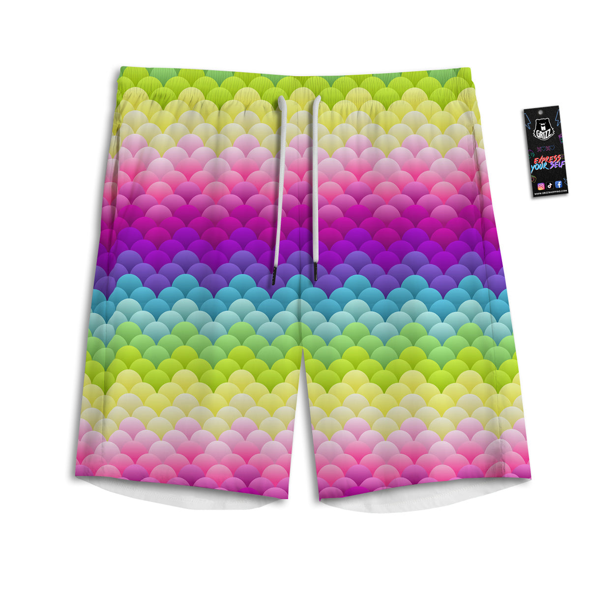 Neon Rainbow Light Blobs Print Pattern Men's Athletic Shorts