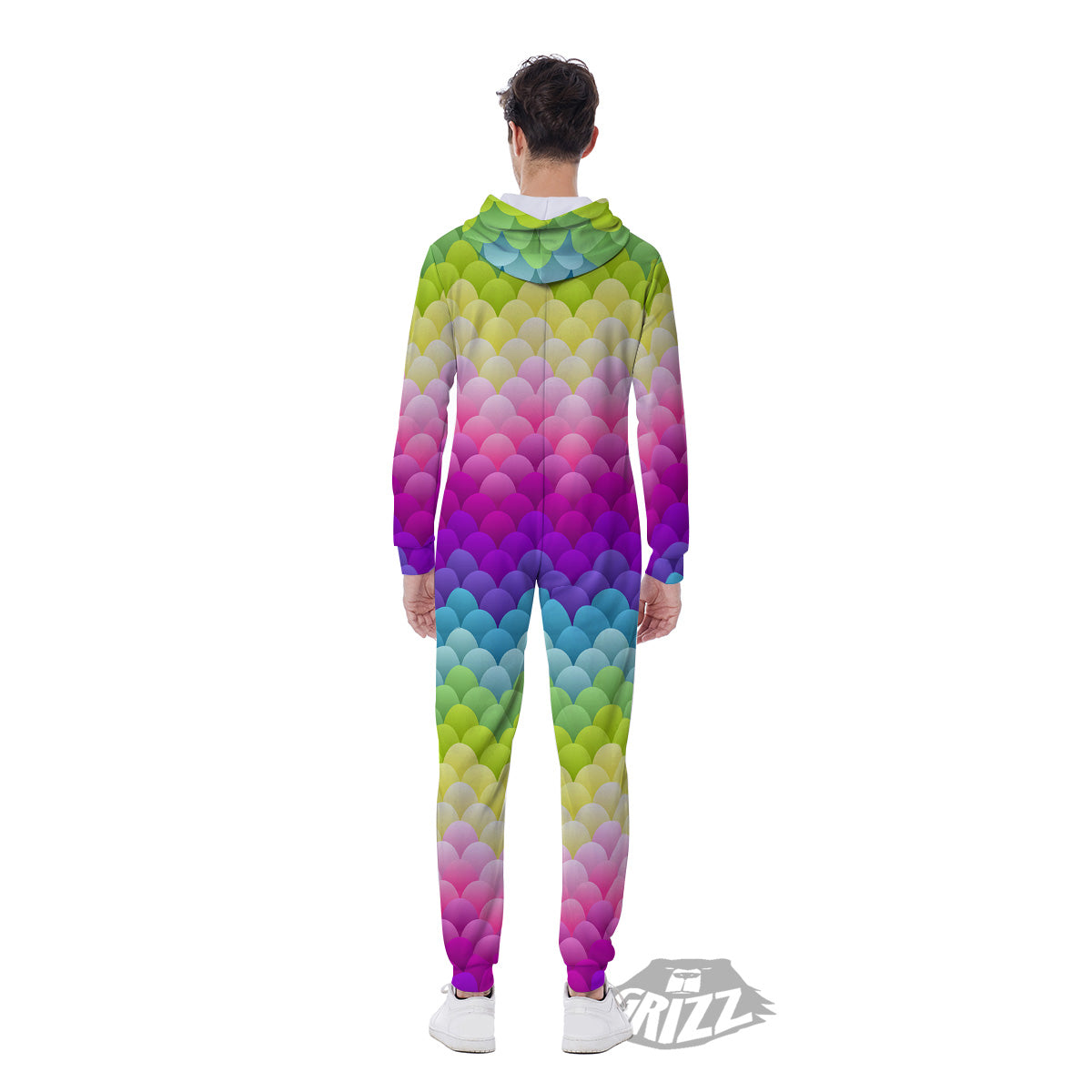 Neon Rainbow Light Blobs Print Pattern Men's Jumpsuit-grizzshop