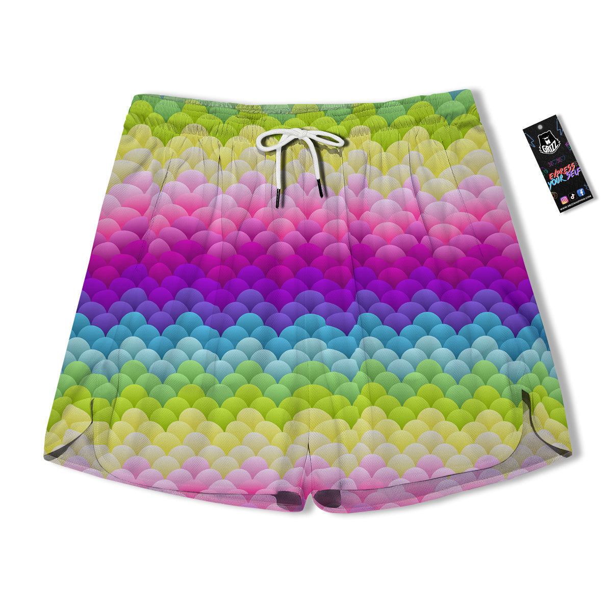 Neon Rainbow Light Blobs Print Pattern Men's Running Shorts-grizzshop