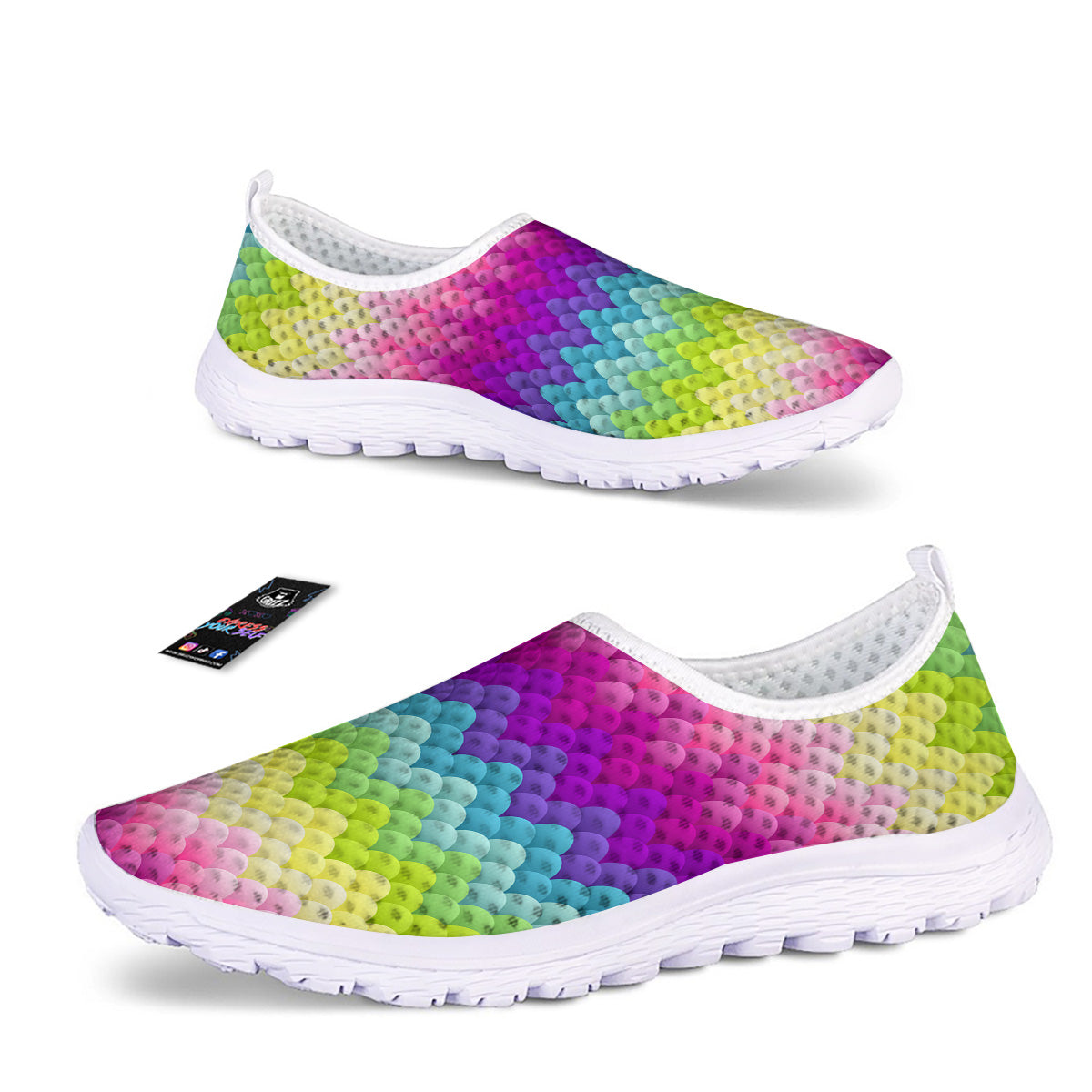 Neon Rainbow Light Blobs Print Pattern Nurse Shoes-grizzshop