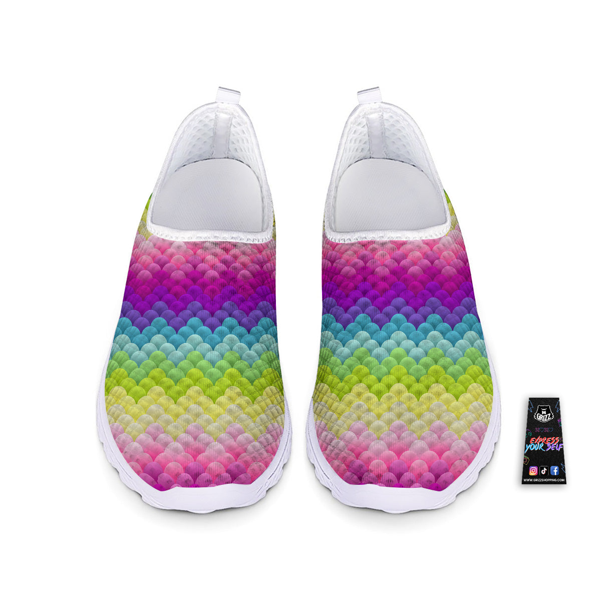 Neon Rainbow Light Blobs Print Pattern Nurse Shoes-grizzshop