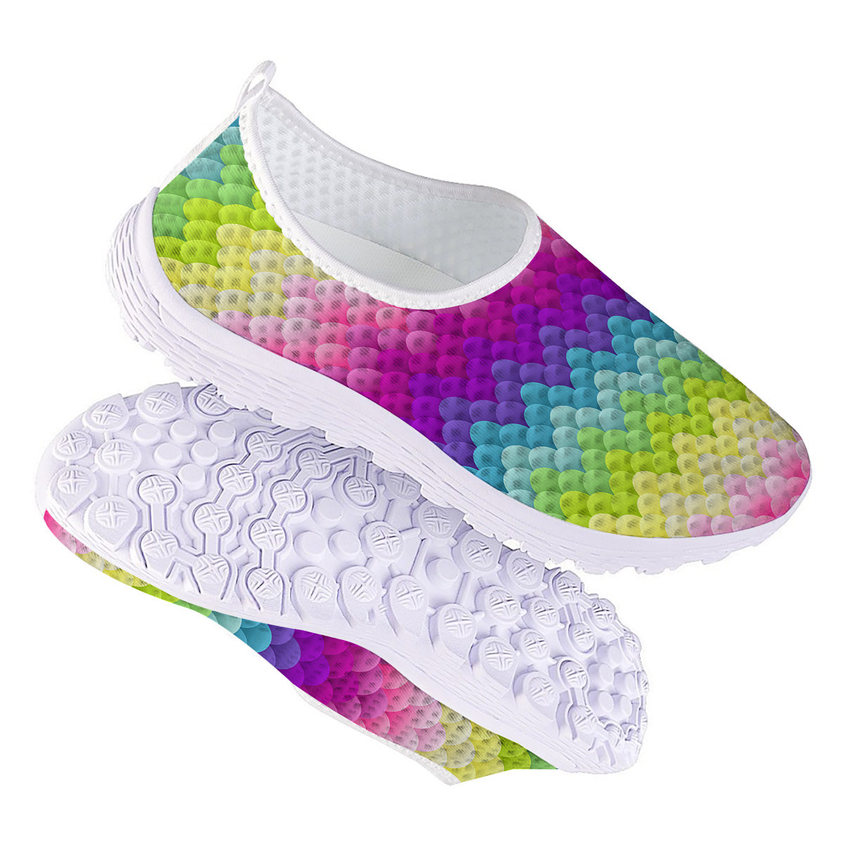 Neon Rainbow Light Blobs Print Pattern Nurse Shoes-grizzshop