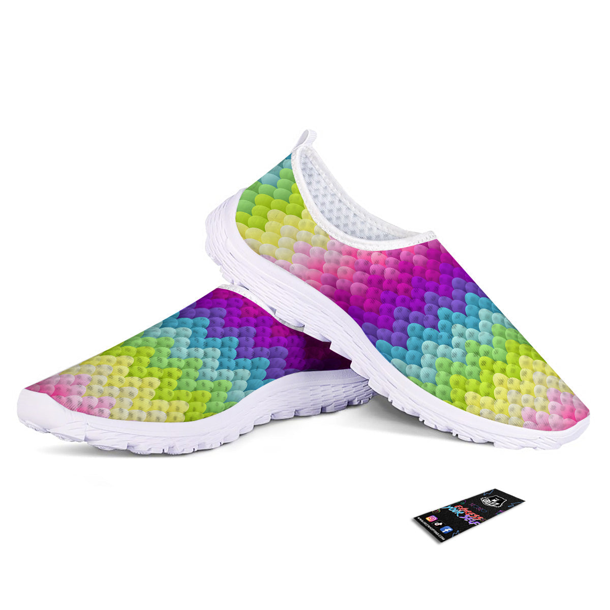 Neon Rainbow Light Blobs Print Pattern Nurse Shoes-grizzshop