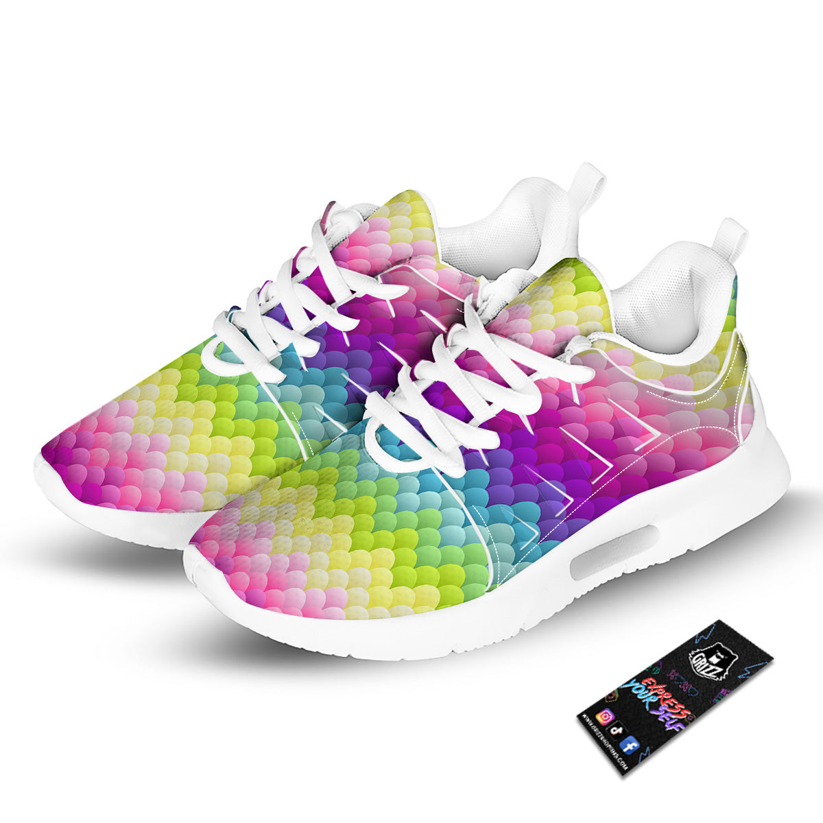 Neon Rainbow Light Blobs Print Pattern Tennis Shoes-grizzshop