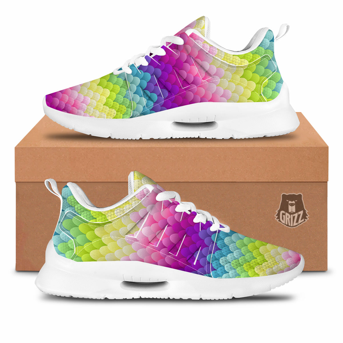 Neon Rainbow Light Blobs Print Pattern Tennis Shoes-grizzshop
