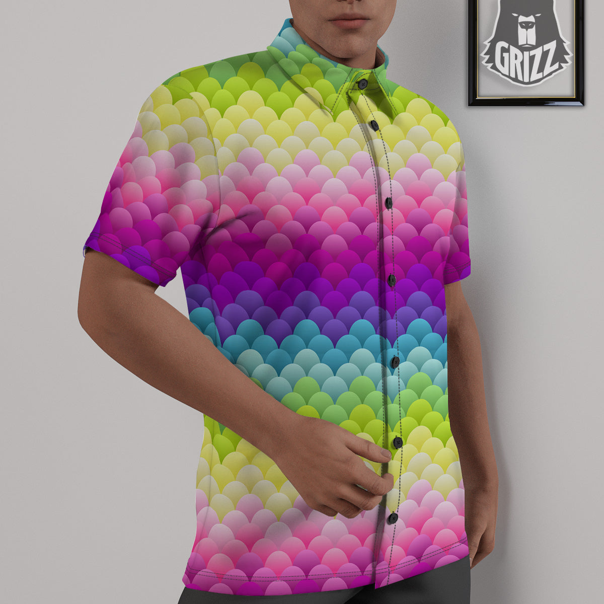 Neon Rainbow Light Blobs Print Pattern Untucked Shirts-grizzshop